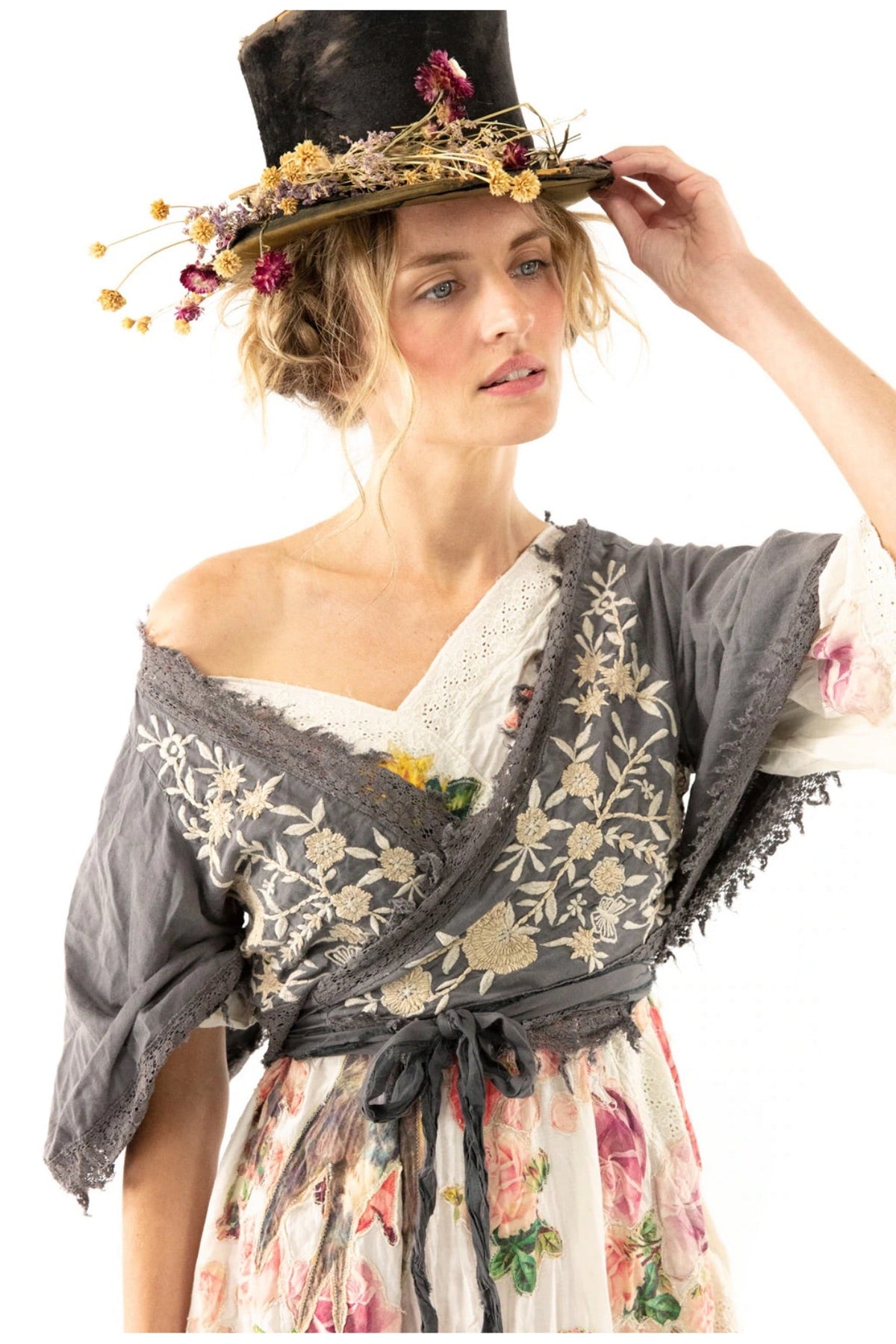 ADELAIDE EMBROIDERED WRAP TOP 1158 OZZY